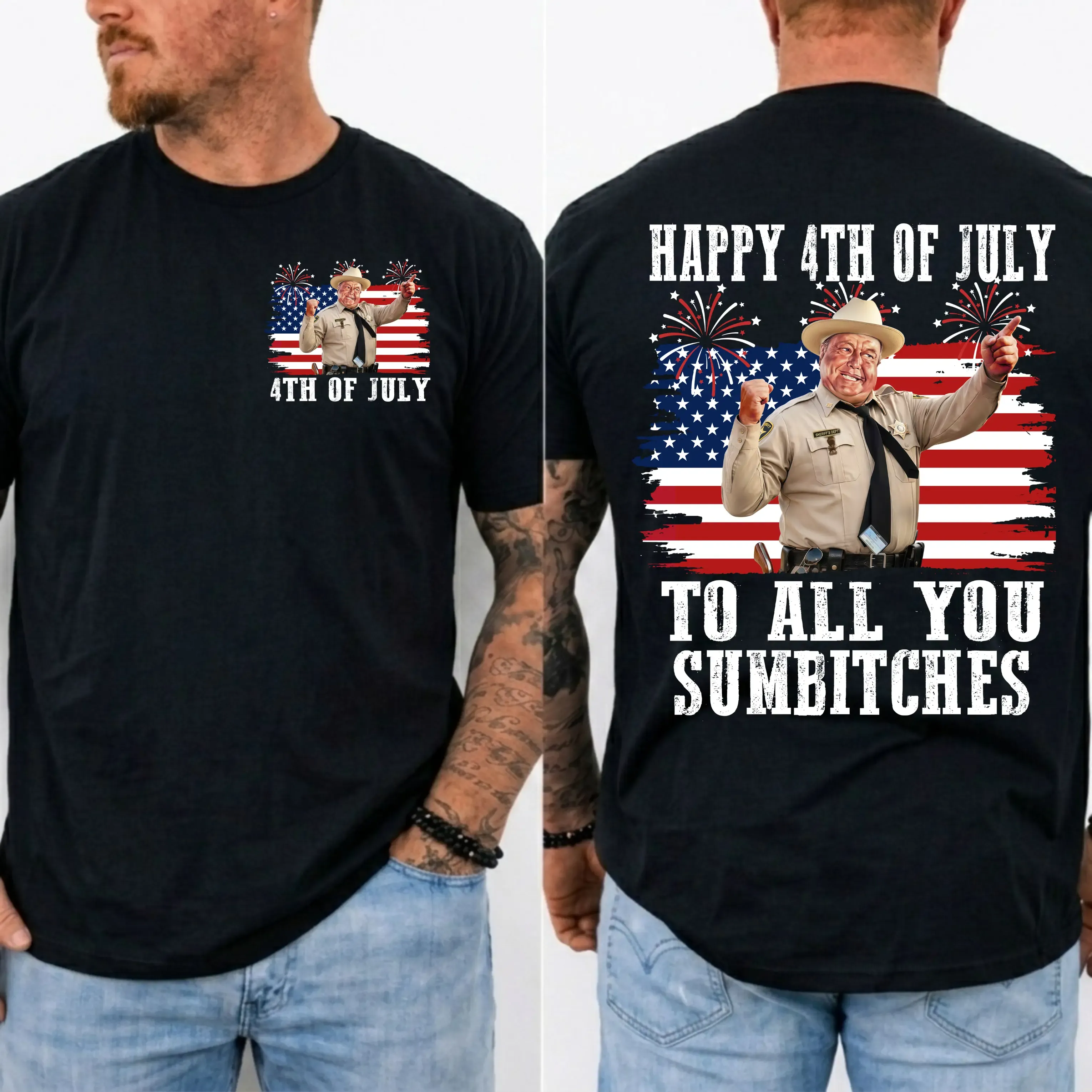 Happy 4th Of July To All You Sumbitches Tee Smokey And The Bandit Movie TShirt