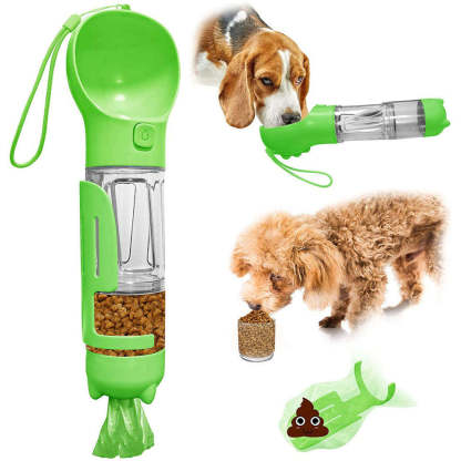 Leak Proof Dog Water Bottle Portable 3 in 1 Pet Water Dispenser with Bowl and Waste Bag Holder for Hiking Travel Car Dog Park Outdoor Easy One Hand Use