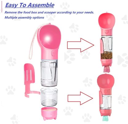 Leak Proof Dog Water Bottle Portable 3 in 1 Pet Water Dispenser with Bowl and Waste Bag Holder for Hiking Travel Car Dog Park Outdoor Easy One Hand Use