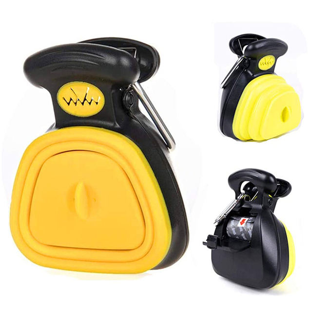 Medium Pooper Scooper, Portable and Handheld Size for Walking Large and Small Dogs Outside Yard or Travel Outdoors, Pup Poop Scoop with Container and 30pcs Pet Waste Bag Attachment