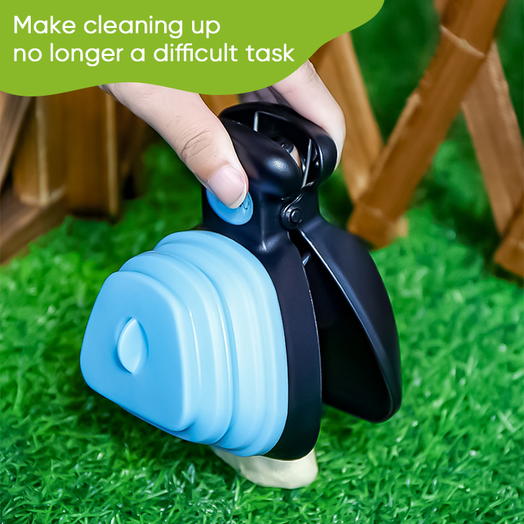 Medium Pooper Scooper, Portable and Handheld Size for Walking Large and Small Dogs Outside Yard or Travel Outdoors, Pup Poop Scoop with Container and 30pcs Pet Waste Bag Attachment