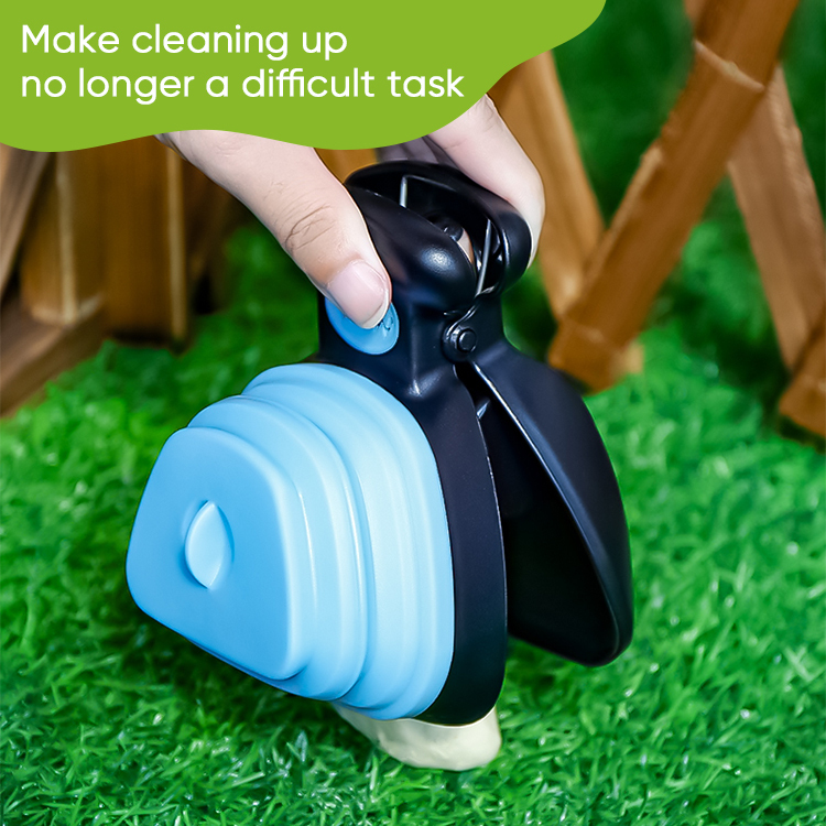 Medium Pooper Scooper, Portable and Handheld Size for Walking Large and Small Dogs Outside Yard or Travel Outdoors, Pup Poop Scoop with Container and 30pcs Pet Waste Bag Attachment