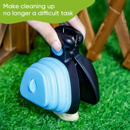 Medium Pooper Scooper, Portable and Handheld Size for Walking Large and Small Dogs Outside Yard or Travel Outdoors, Pup Poop Scoop with Container and 30pcs Pet Waste Bag Attachment