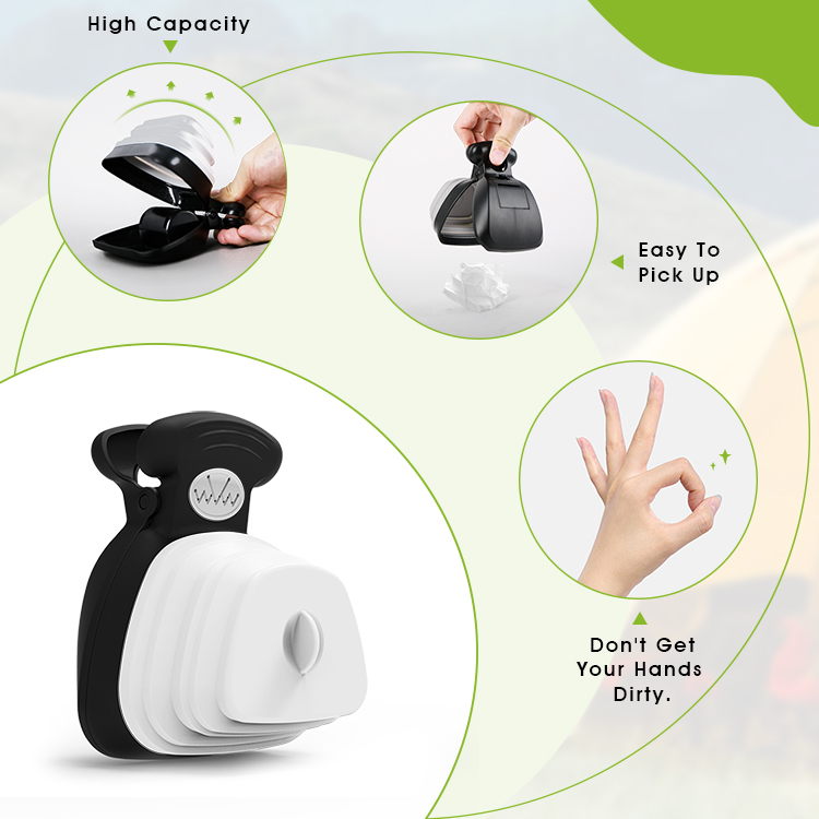 Medium Pooper Scooper, Portable and Handheld Size for Walking Large and Small Dogs Outside Yard or Travel Outdoors, Pup Poop Scoop with Container and 30pcs Pet Waste Bag Attachment