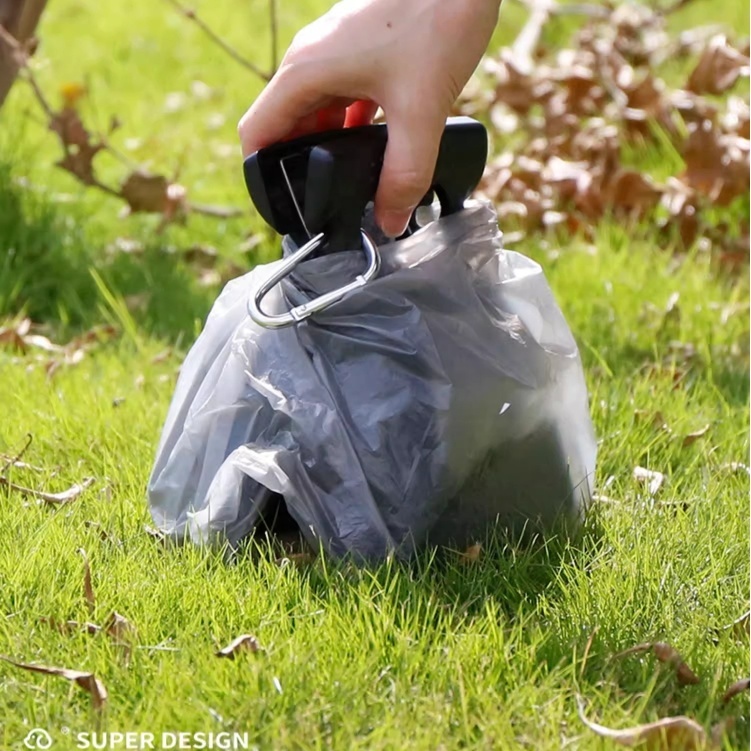 Medium Pooper Scooper, Portable and Handheld Size for Walking Large and Small Dogs Outside Yard or Travel Outdoors, Pup Poop Scoop with Container and 30pcs Pet Waste Bag Attachment