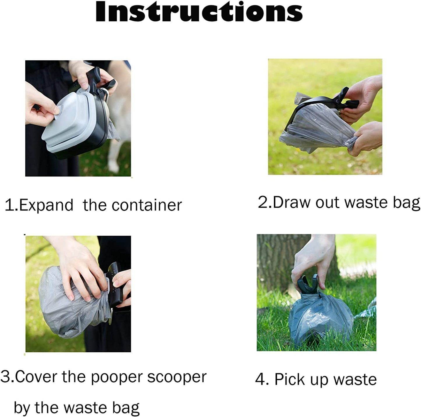 Medium Pooper Scooper, Portable and Handheld Size for Walking Large and Small Dogs Outside Yard or Travel Outdoors, Pup Poop Scoop with Container and 30pcs Pet Waste Bag Attachment