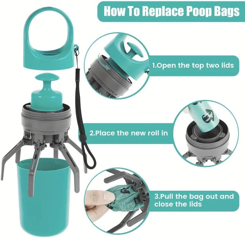 Dog Pooper Scooper for Large Small Dogs - Portable Eco-Friendly Lightweight Poop Scooper for Dogs, Mini Waste Picker for Lawn, Grass, Gravel, and Easy to Carry 