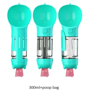 Leak Proof Dog Water Bottle Portable 3 in 1 Pet Water Dispenser with Bowl and Waste Bag Holder for Hiking Travel Car Dog Park Outdoor Easy One Hand Use