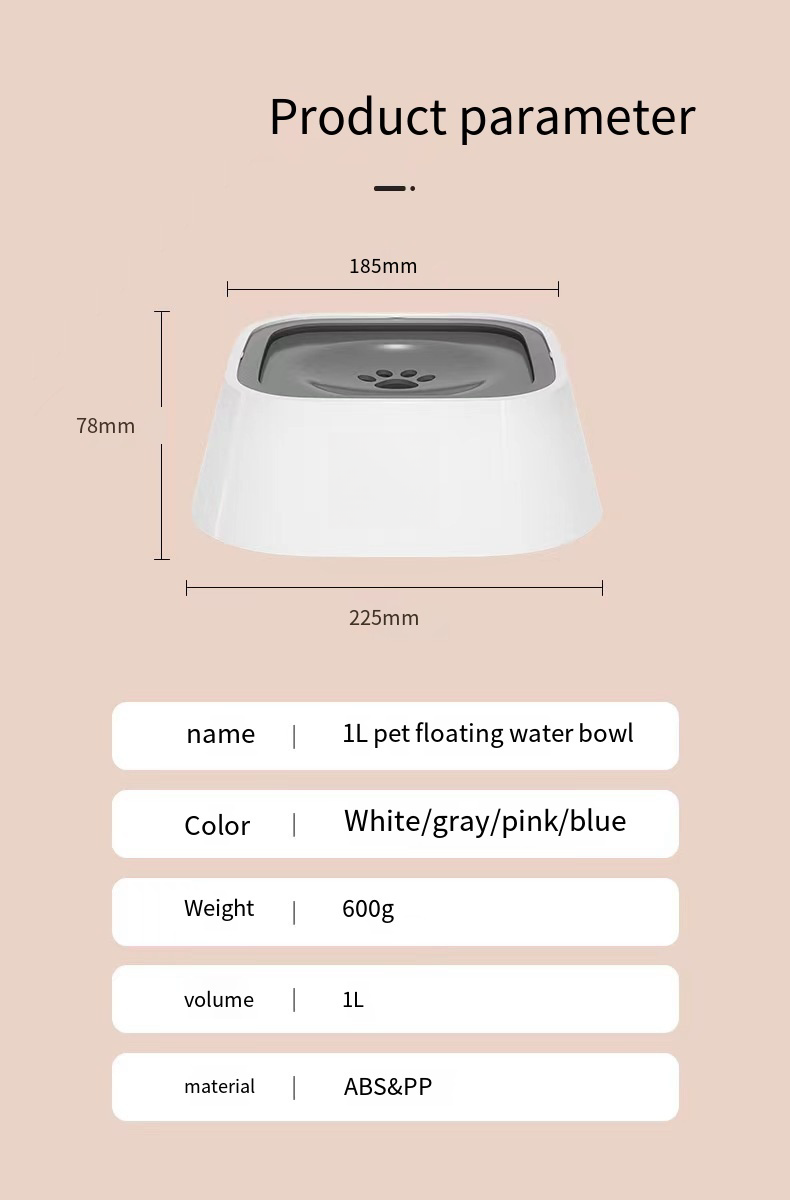  Dog Drinking Bowl, No-Spill Slow Feeder Water Bowl for Dogs and Cats with Floating Disk - Splash-Proof Design for Travel, Ideal for Small Dogs and Messy Drinker