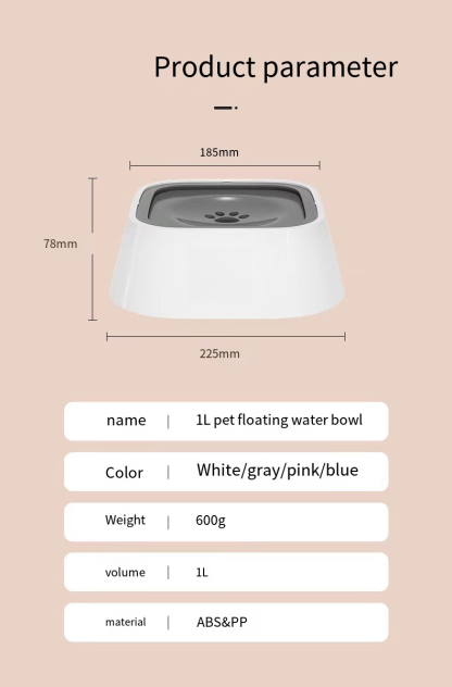  Dog Drinking Bowl, No-Spill Slow Feeder Water Bowl for Dogs and Cats with Floating Disk - Splash-Proof Design for Travel, Ideal for Small Dogs and Messy Drinker