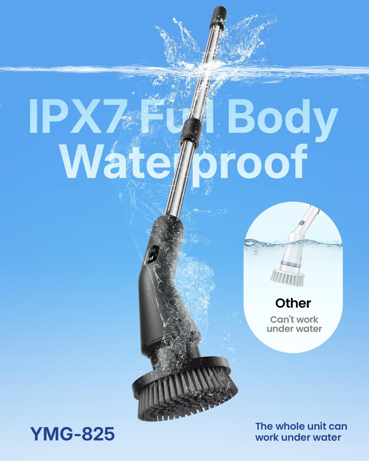 Electric Spin Scrubber, Cordless Cleaning Brush with 8 Replaceable Brush Heads, Tub and Floor Tile 360 Power Scrubber Dual Speed with Adjustable & Detachable Handle for Bathroom Kitchen Car