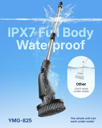 Electric Spin Scrubber, Cordless Cleaning Brush with 8 Replaceable Brush Heads, Tub and Floor Tile 360 Power Scrubber Dual Speed with Adjustable & Detachable Handle for Bathroom Kitchen Car