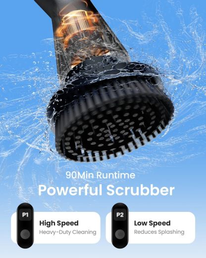 Electric Spin Scrubber, Cordless Cleaning Brush with 8 Replaceable Brush Heads, Tub and Floor Tile 360 Power Scrubber Dual Speed with Adjustable & Detachable Handle for Bathroom Kitchen Car