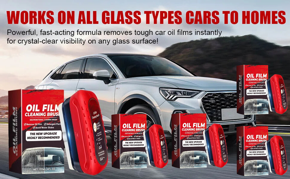Automotive Oil Film Cleaning Brush New Glass Coating for Windshield Glass Oil Film Remover, Strong Front Windshield Remover for Windshield Improves Clarity and Visibility