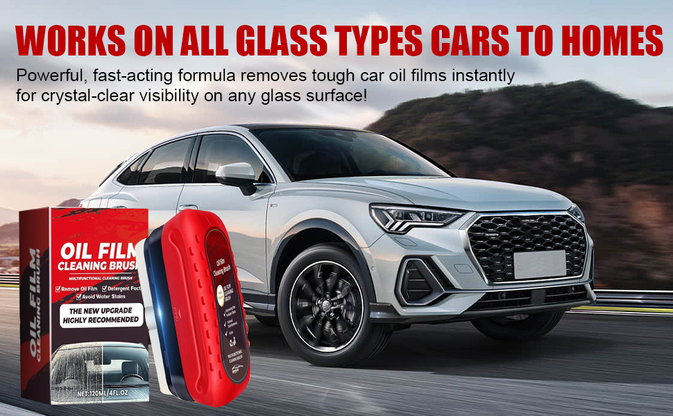 Automotive Oil Film Cleaning Brush New Glass Coating for Windshield Glass Oil Film Remover, Strong Front Windshield Remover for Windshield Improves Clarity and Visibility