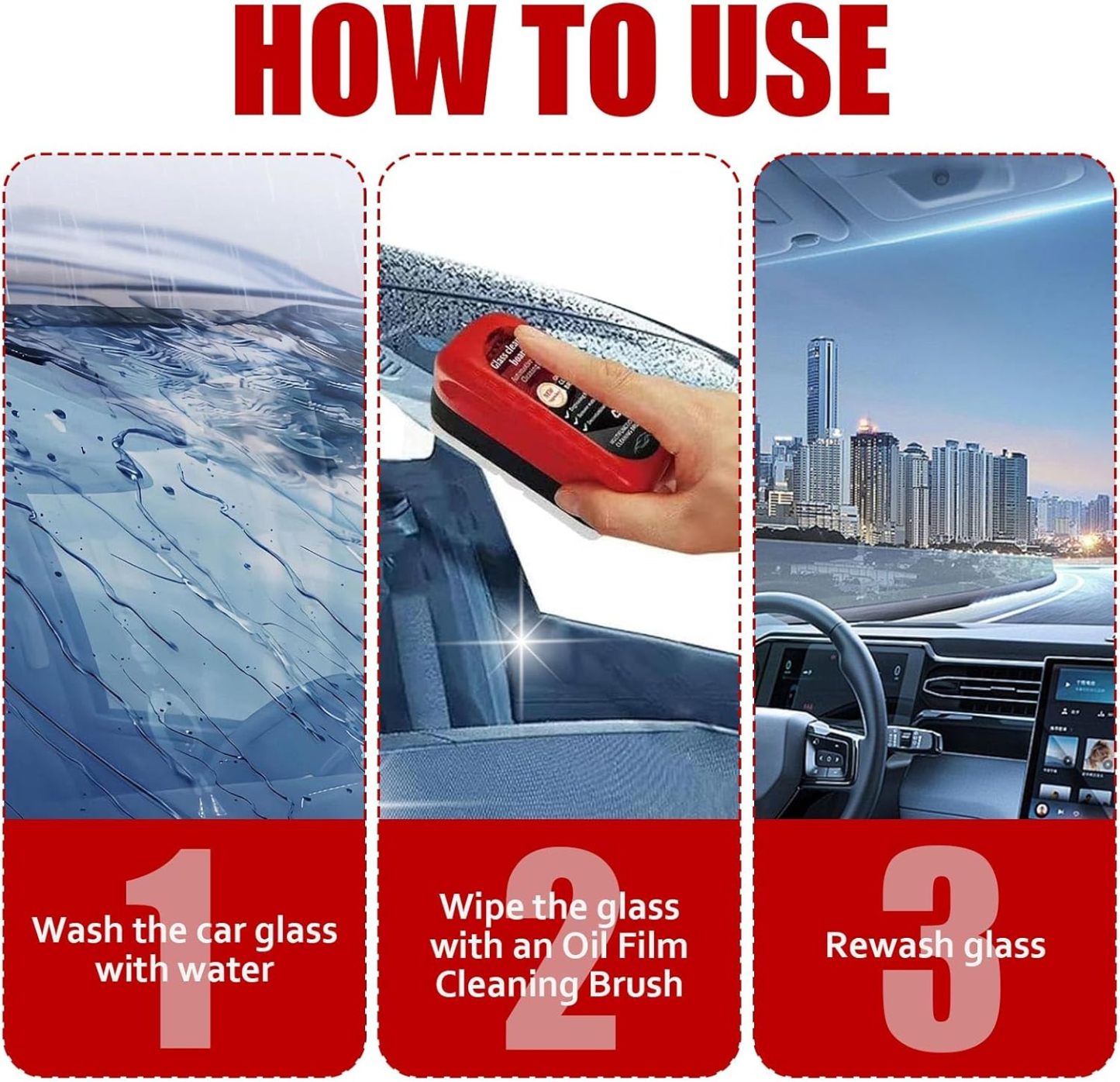 Automotive Oil Film Cleaning Brush New Glass Coating for Windshield Glass Oil Film Remover, Strong Front Windshield Remover for Windshield Improves Clarity and Visibility
