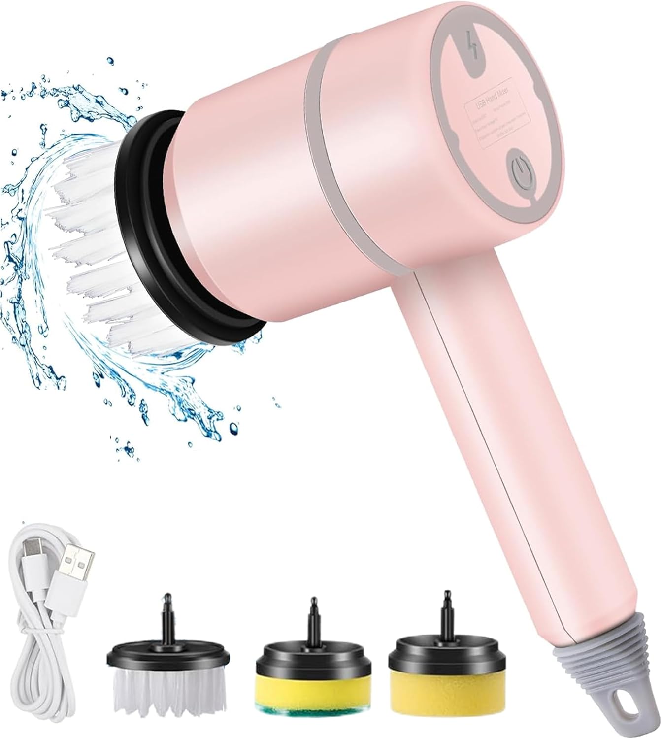 Electric Spin Scrubber Cleaning Brush:Rechargeable Scrubber Brush with 3 Replaceable Brush Heads,Handheld Cordless Power Scrubber,Cleaning Tools for Bathtub,Floor,Wall,Tile,Sink