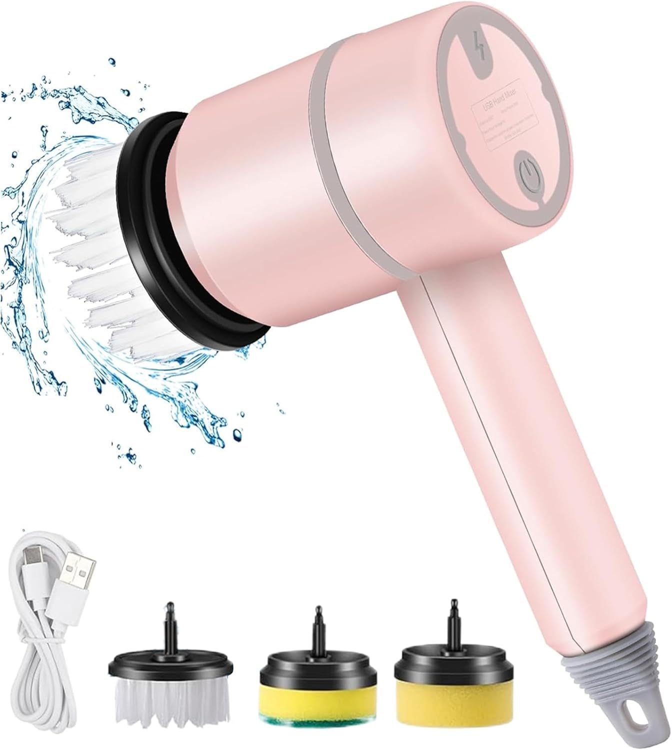 Electric Spin Scrubber Cleaning Brush:Rechargeable Scrubber Brush with 3 Replaceable Brush Heads,Handheld Cordless Power Scrubber,Cleaning Tools for Bathtub,Floor,Wall,Tile,Sink