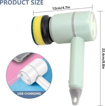Electric Spin Scrubber Cleaning Brush:Rechargeable Scrubber Brush with 3 Replaceable Brush Heads,Handheld Cordless Power Scrubber,Cleaning Tools for Bathtub,Floor,Wall,Tile,Sink