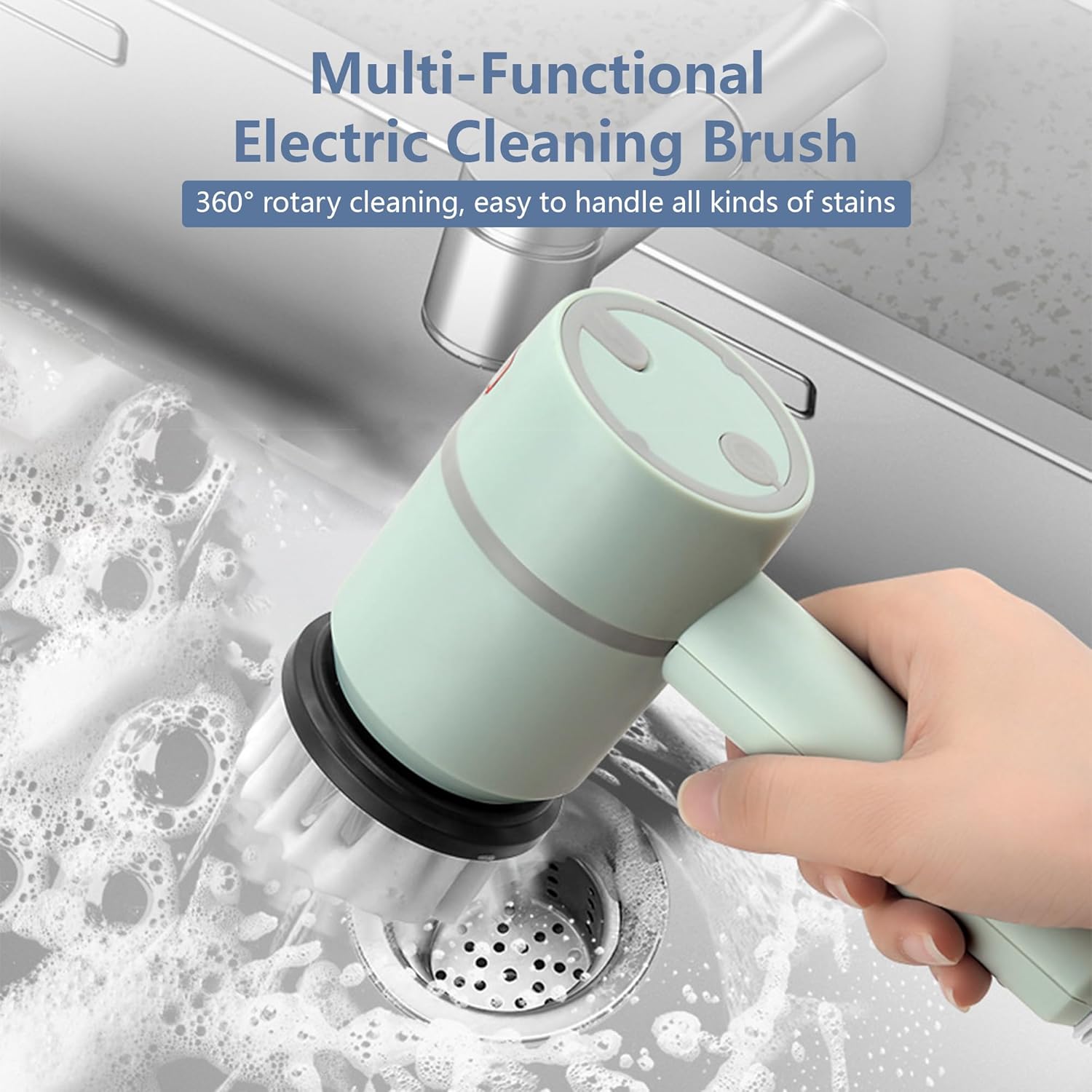 Electric Spin Scrubber Cleaning Brush:Rechargeable Scrubber Brush with 3 Replaceable Brush Heads,Handheld Cordless Power Scrubber,Cleaning Tools for Bathtub,Floor,Wall,Tile,Sink