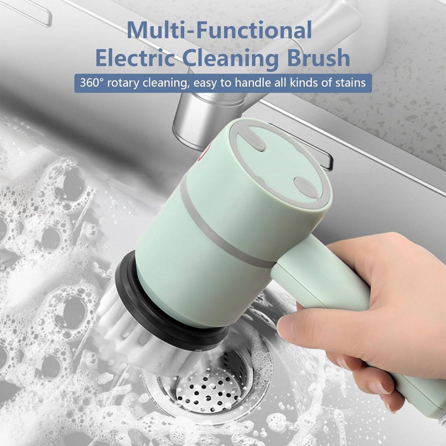 Electric Spin Scrubber Cleaning Brush:Rechargeable Scrubber Brush with 3 Replaceable Brush Heads,Handheld Cordless Power Scrubber,Cleaning Tools for Bathtub,Floor,Wall,Tile,Sink
