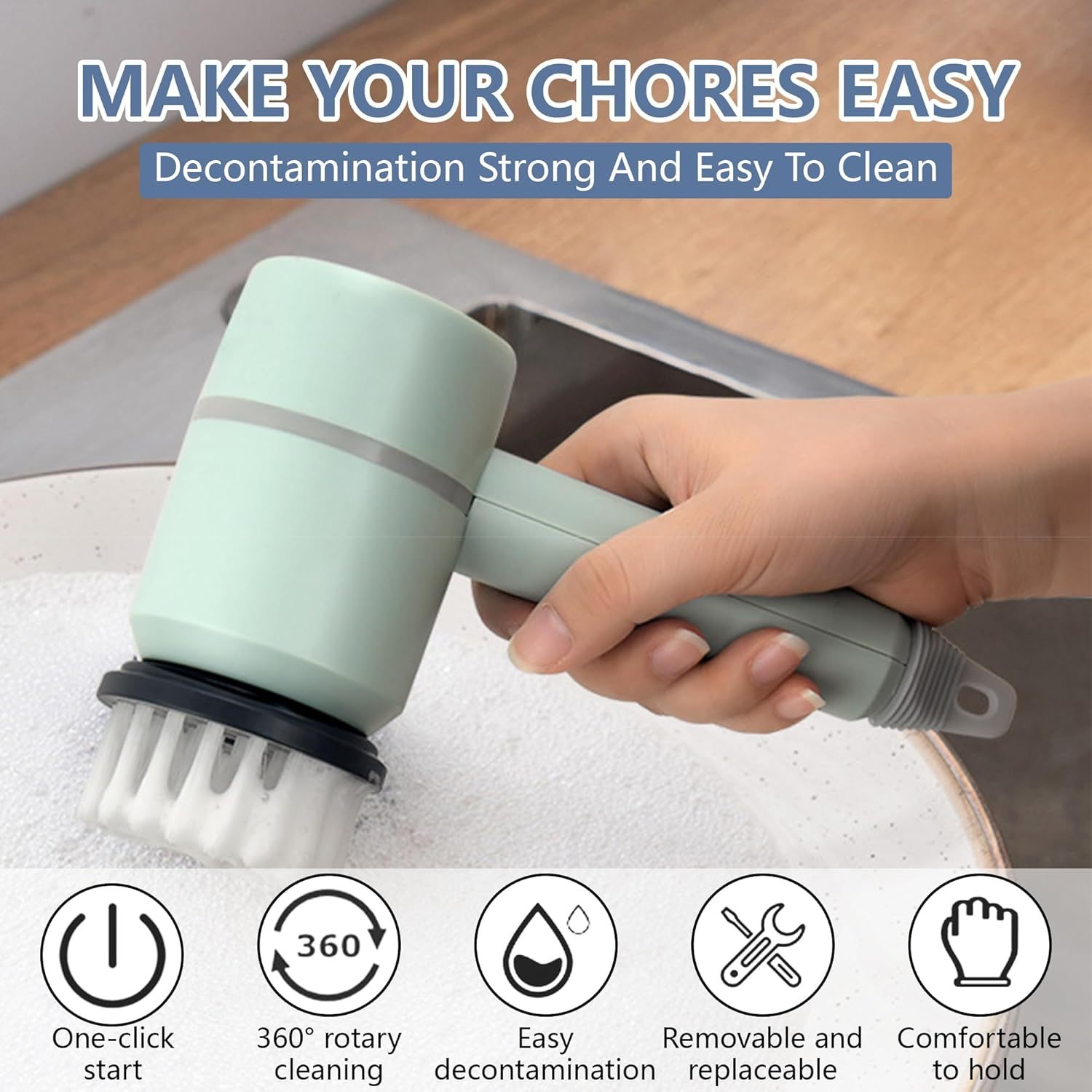 Electric Spin Scrubber Cleaning Brush:Rechargeable Scrubber Brush with 3 Replaceable Brush Heads,Handheld Cordless Power Scrubber,Cleaning Tools for Bathtub,Floor,Wall,Tile,Sink
