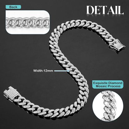 Dog Chain Diamond Collar Walking Metal Chain Necklace with Secure Buckle Pet Cuban Style Collar Jewelry Accessories for Small Medium Large Dog Cats
