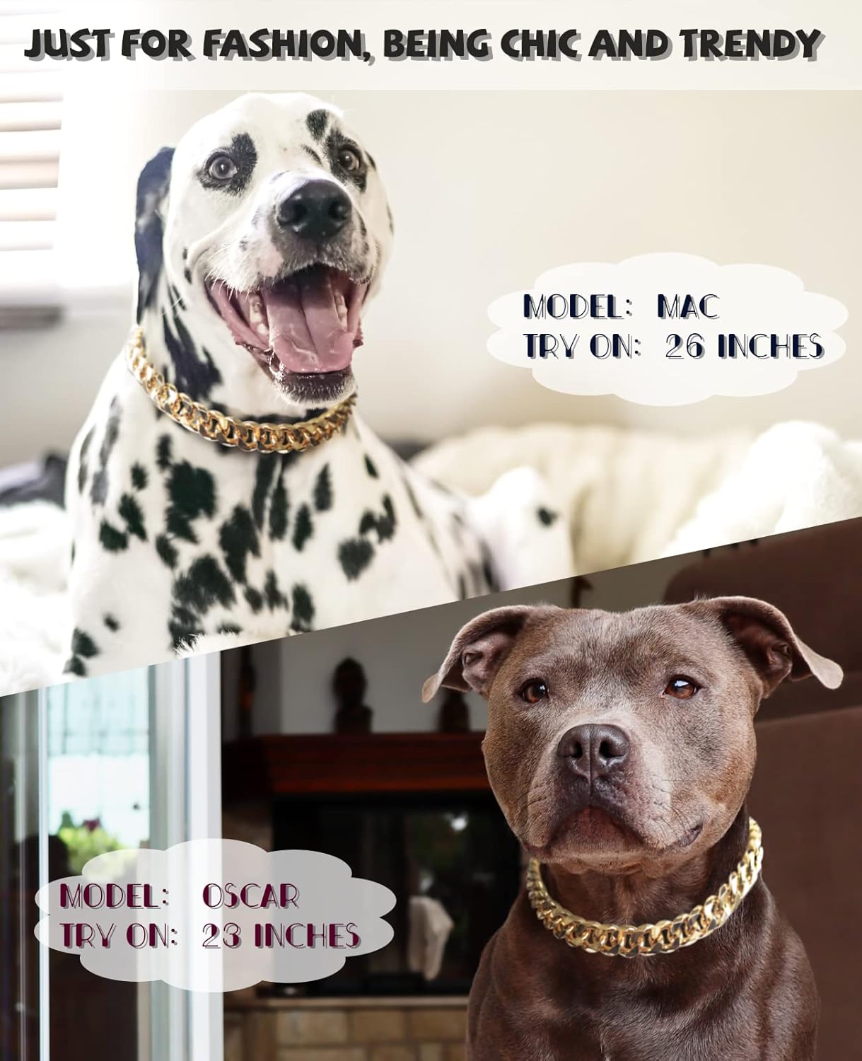 Gold Chain Dog Collar  Width Cuban Link Dog Necklace, Cute Fashion Pet Collar for Small Dogs Puppy, Light Metal Jewelry Chain Puppy Accessories 
