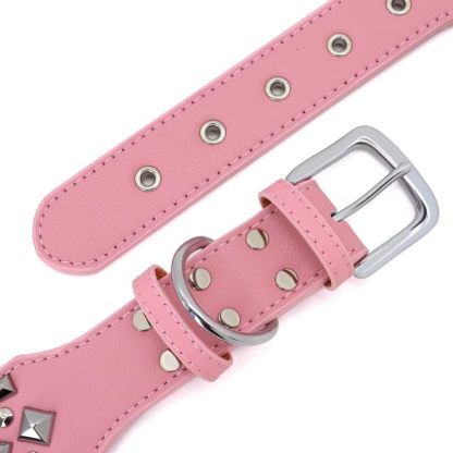 2 inch Wide Studded PU Leather Dog Collars for Medium Dogs, Unique Rivet Design Handmade Luxury Durable Dog Collar 