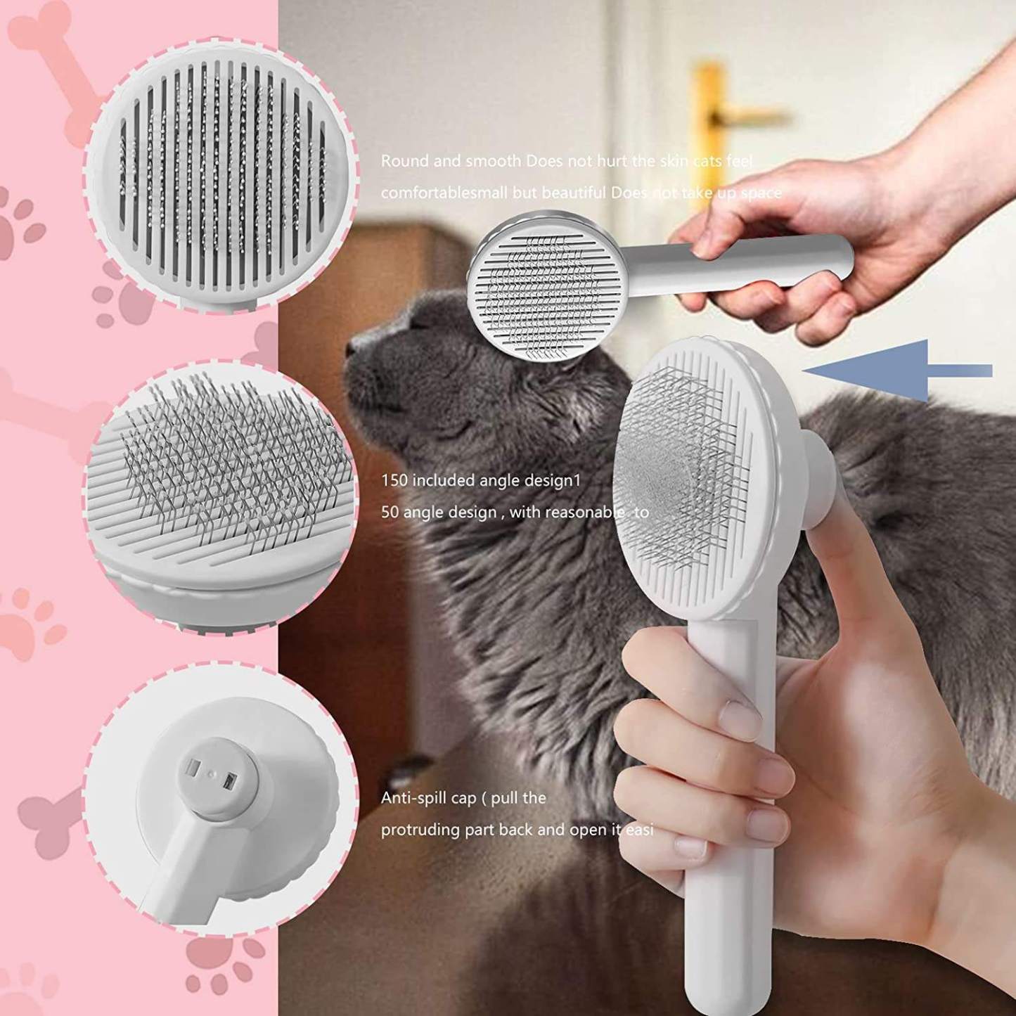 Self Cleaning Slicker Brushes Pets Removal Comb Dog Grooming Pet Comb Cat Hair Brush for Cats Remove Hairs