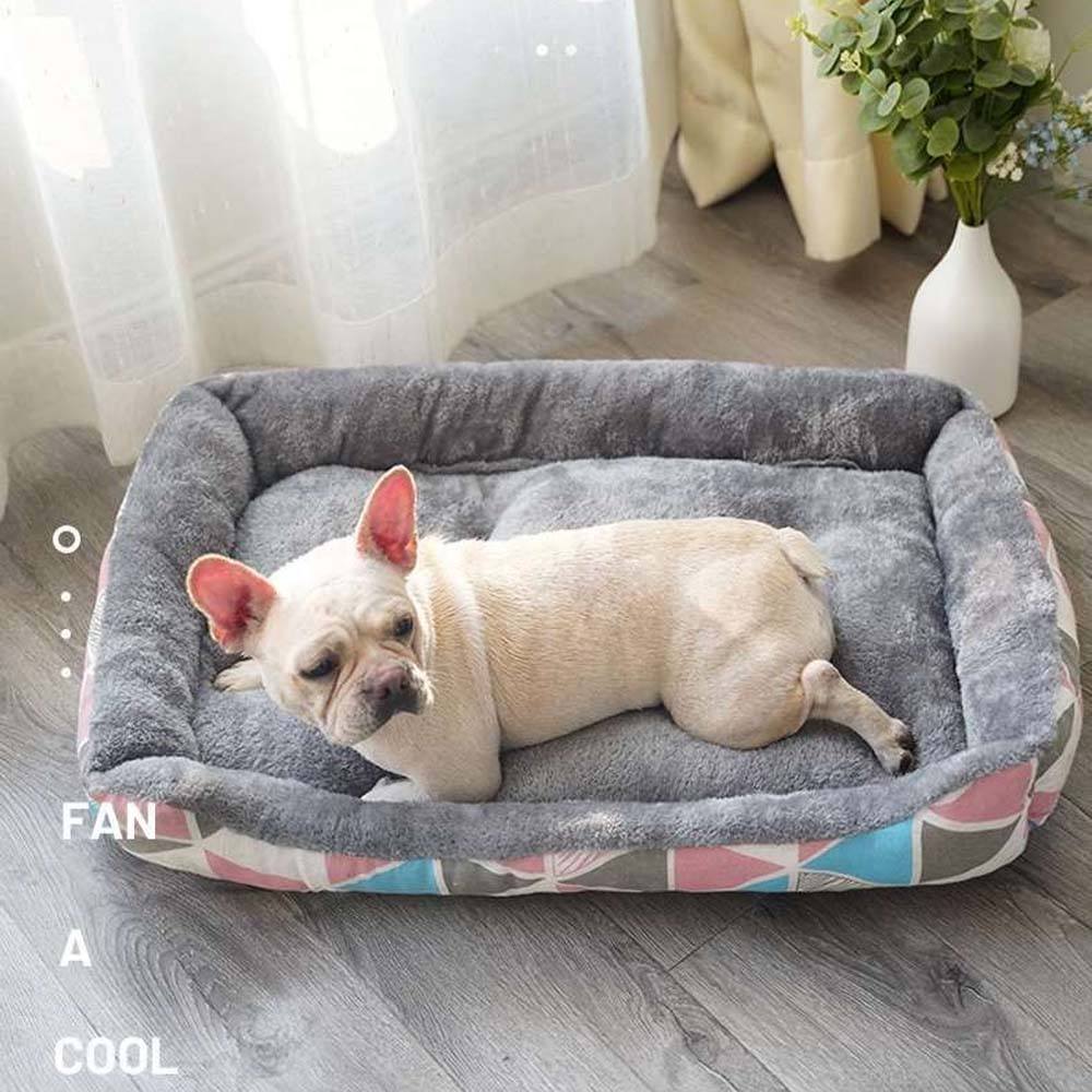 Small Medium Dog Bed with Easy-to-Wash Side Durable Removable Cushion Washable Pet Bed with Animal Pattern