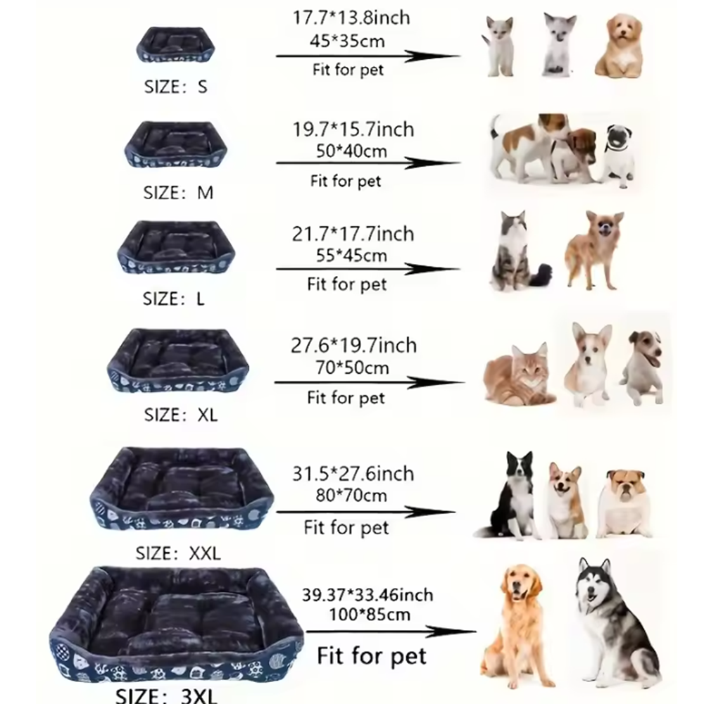 Small Medium Dog Bed with Easy-to-Wash Side Durable Removable Cushion Washable Pet Bed with Animal Pattern