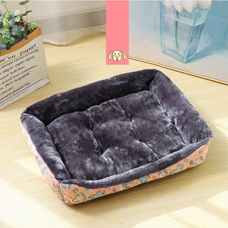 Small Medium Dog Bed with Easy-to-Wash Side Durable Removable Cushion Washable Pet Bed with Animal Pattern