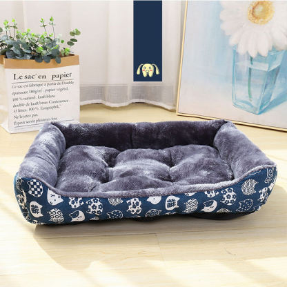 Small Medium Dog Bed with Easy-to-Wash Side Durable Removable Cushion Washable Pet Bed with Animal Pattern