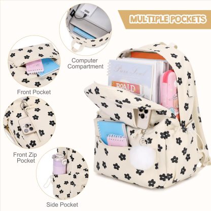Corduroy Backpack with Lunch Bag and Pencil Pouch for Teen Kids 
