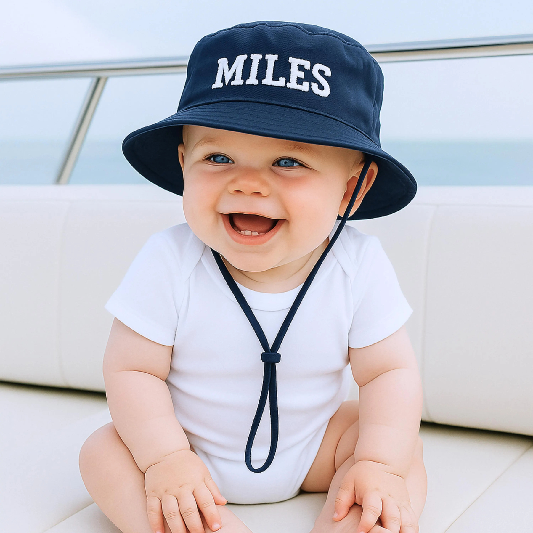 Custom Embroidered Baby Summer Hat with Name