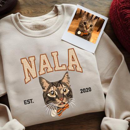 Custom Embroidered Sweatshirt With Pet Face Photo