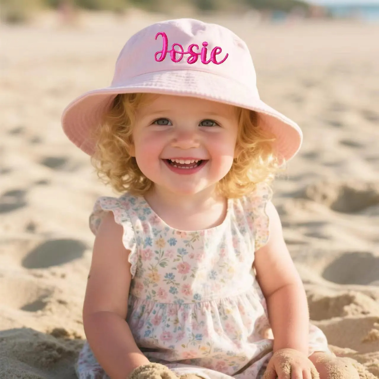 Custom Embroidered Baby Summer Hat with Name