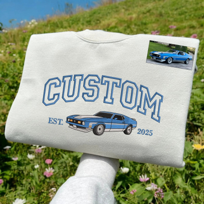 Custom Embroidered Car Photo Hoodie for Car Lover
