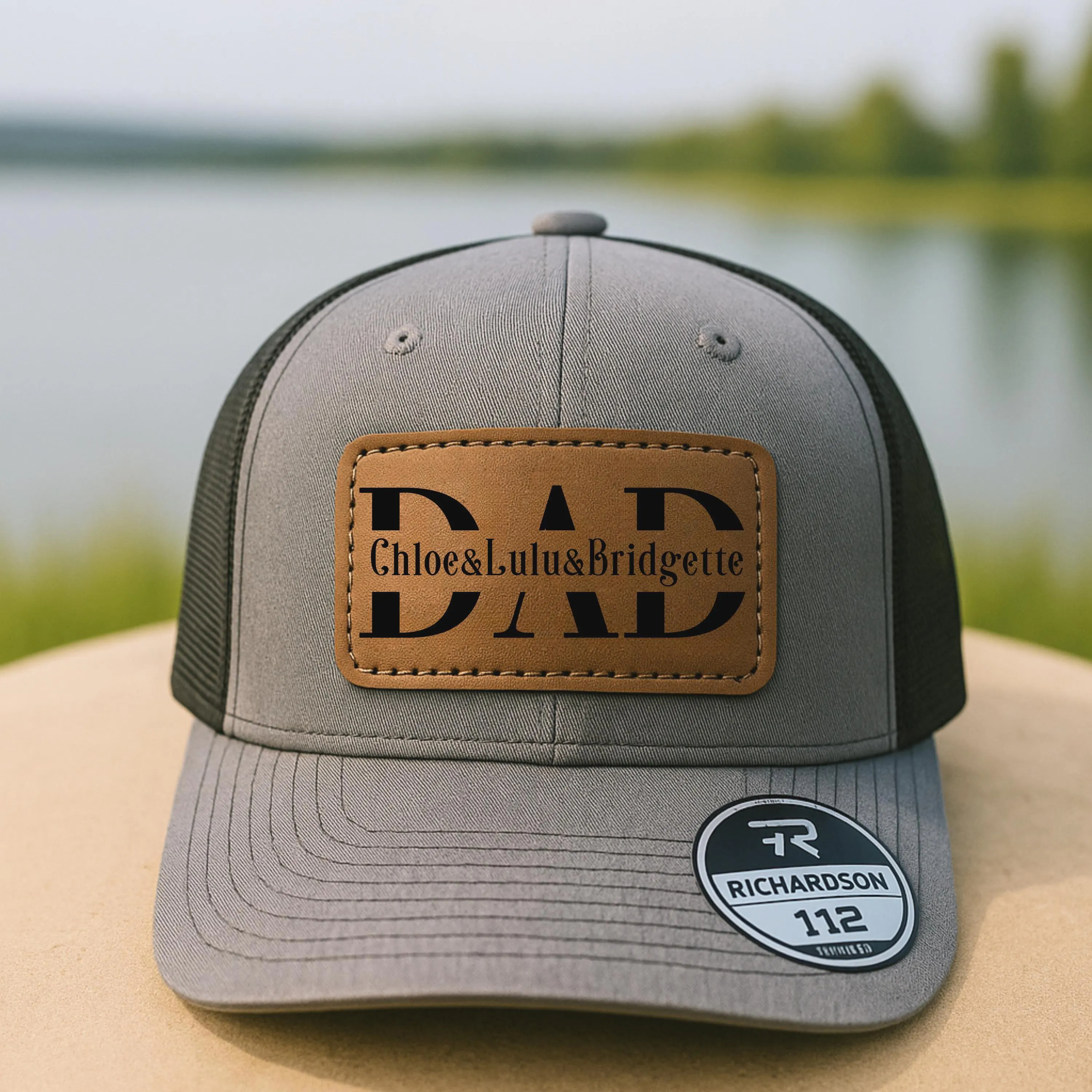 Personalized Leather Patch Hat with Kids Names