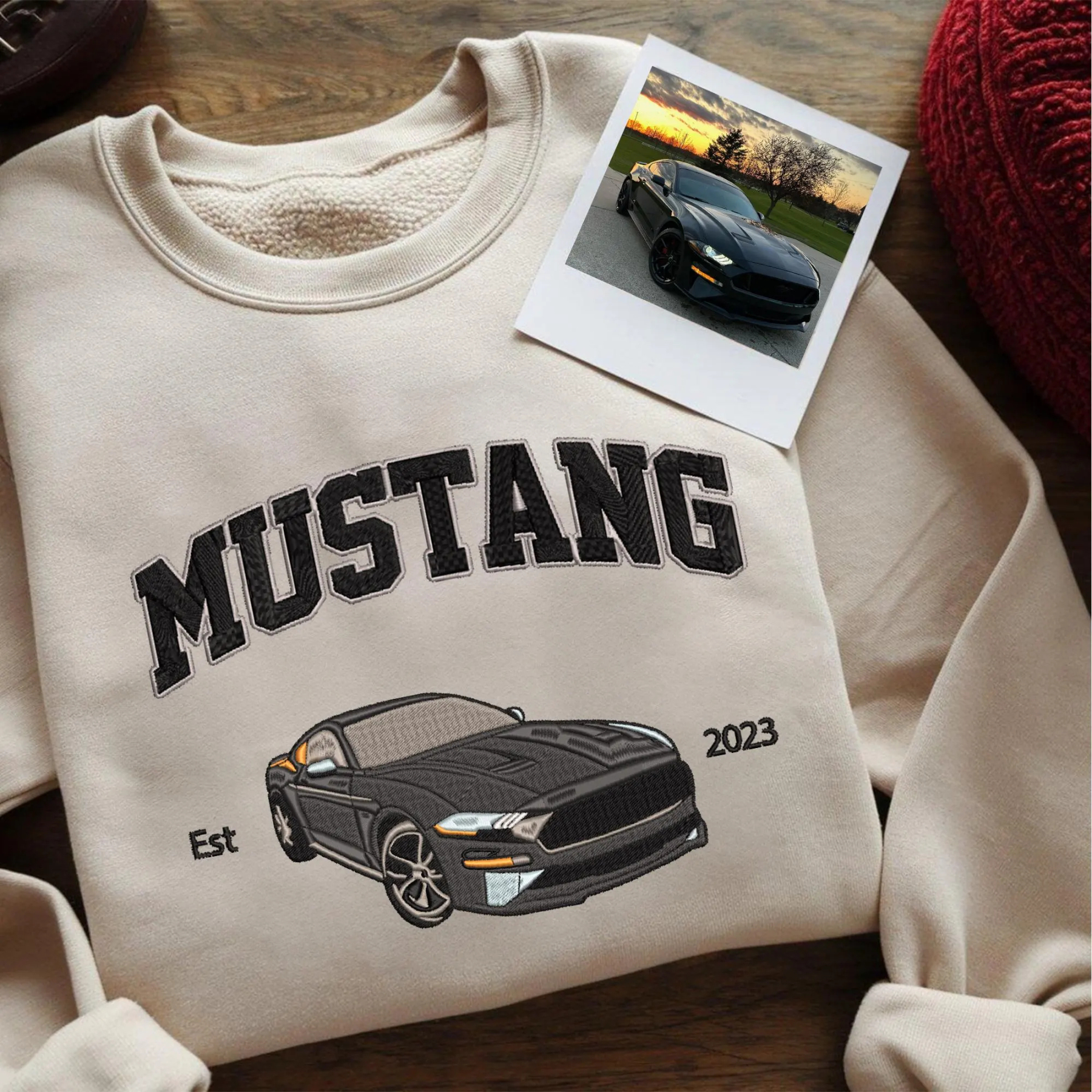Custom Embroidered Car Photo Hoodie Sweatshirt for Car Lover
