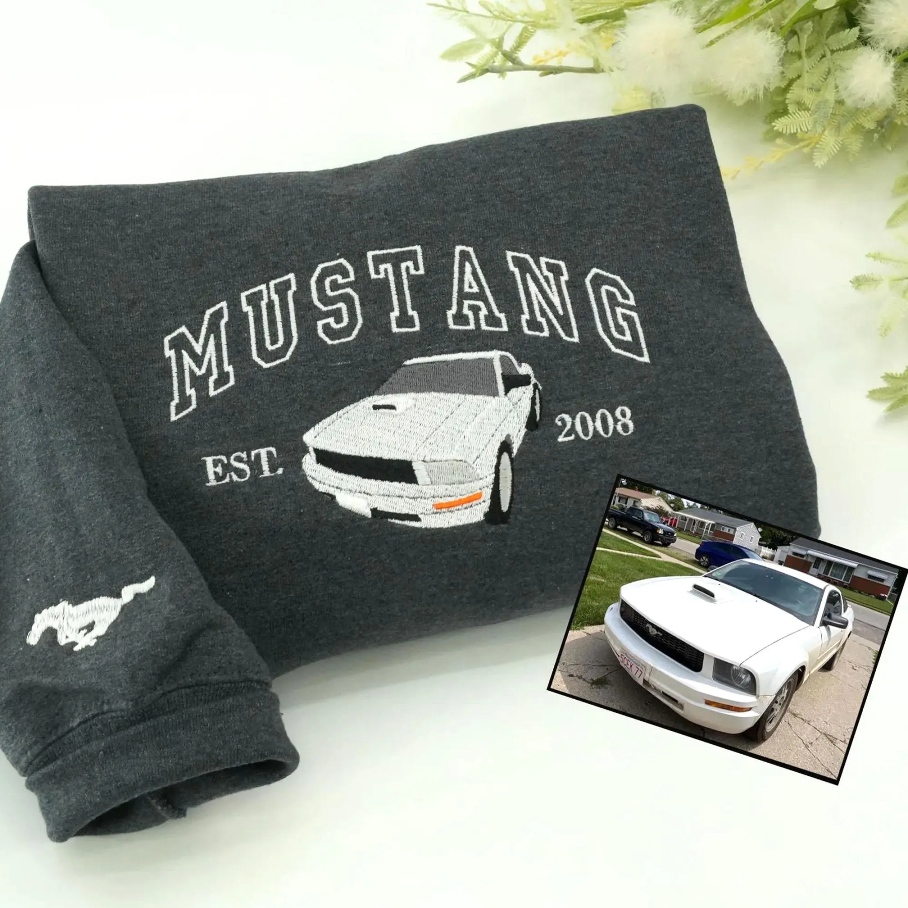 Custom Embroidered Hoodie with Your Car Photo