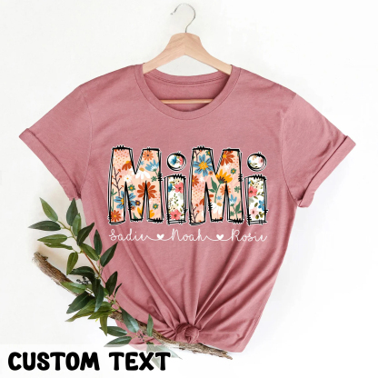 Personalized Mom Shirt with Kids Names Mother’s Day Gifts