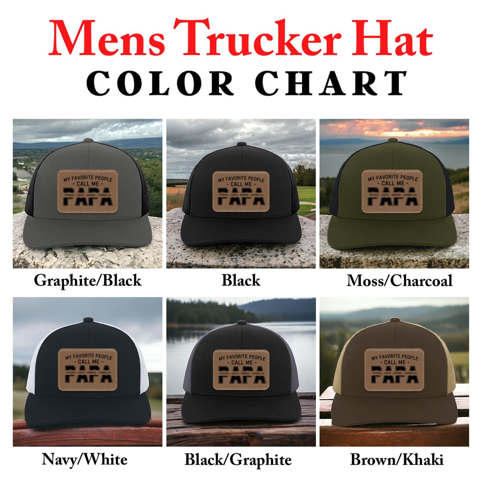 Personalized My Favorite People Call Me PAPA Hat with Kids Names