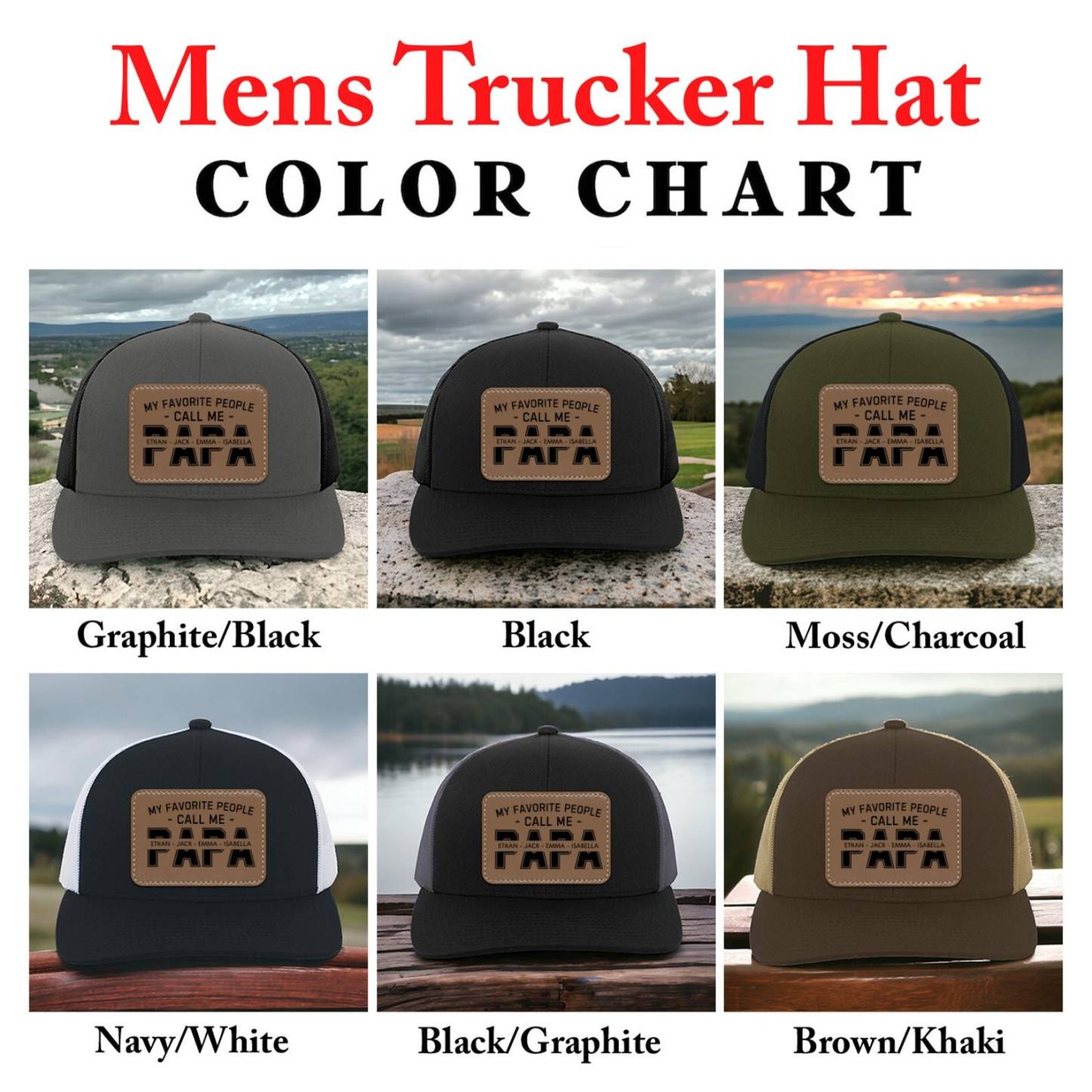 Personalized My Favorite People Call Me PAPA Hat with Kids Names