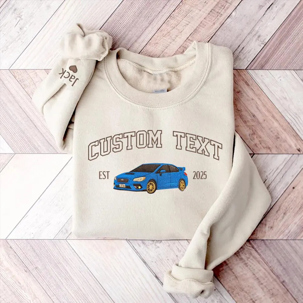 Custom Car Embroidered Sweatshirt with Your Car Photo