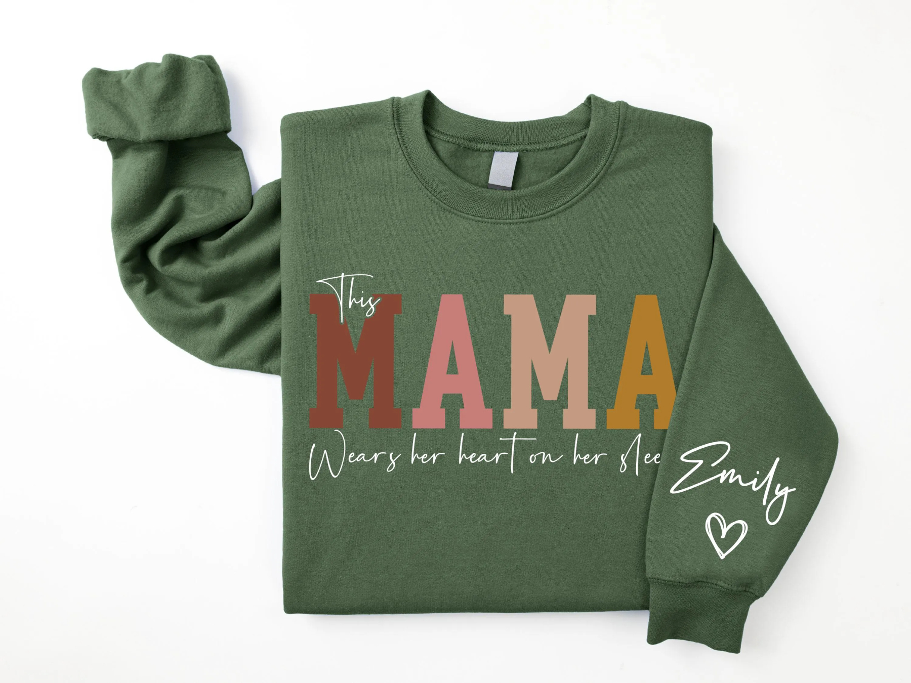 Personalized Wear Heart On Sleeve Sweatshirt for Mom
