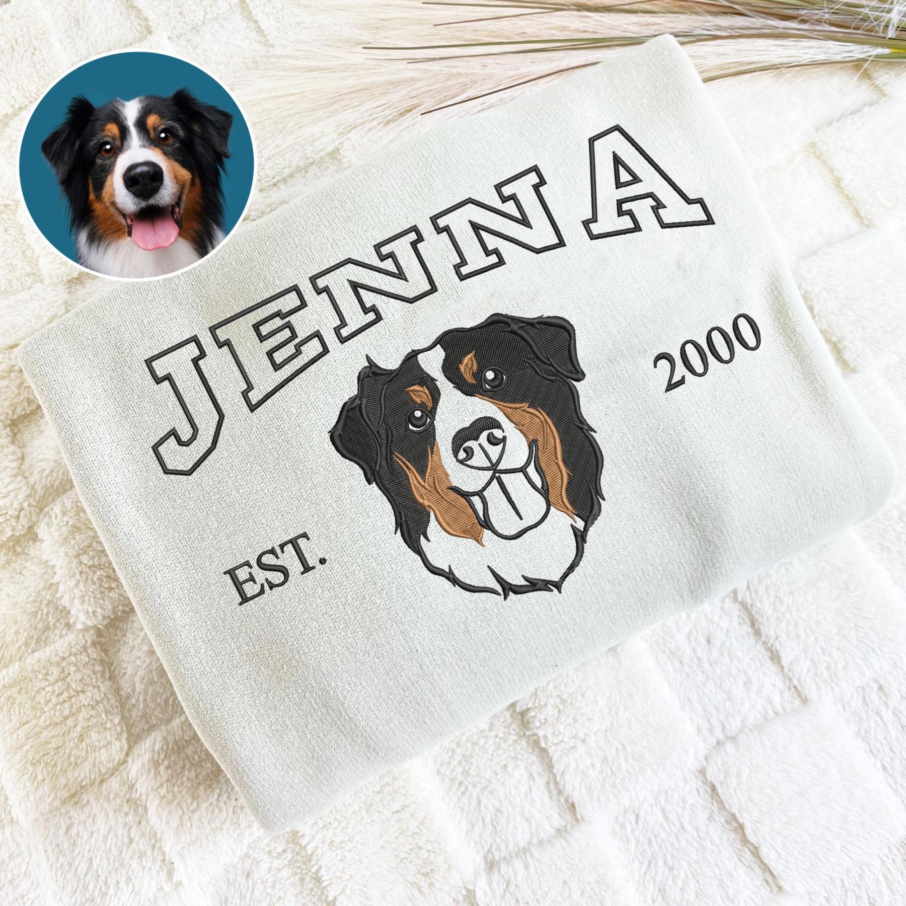 Custom Embroidered Sweatshirt With Dog Face Photo 