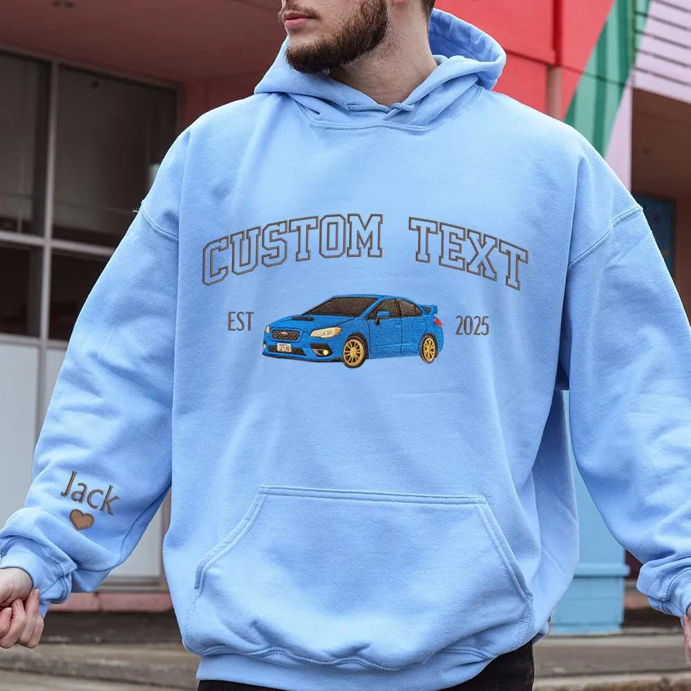 Custom Car Embroidered Sweatshirt with Your Car Photo