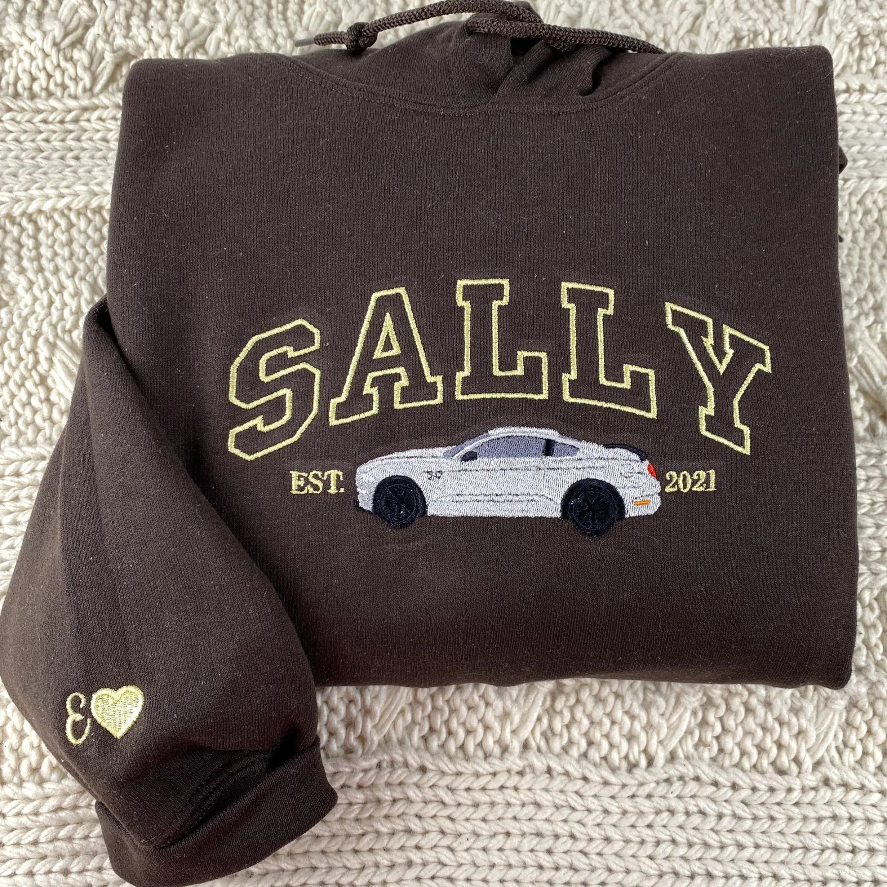 Custom Embroidered Hoodie with Your Car Photo